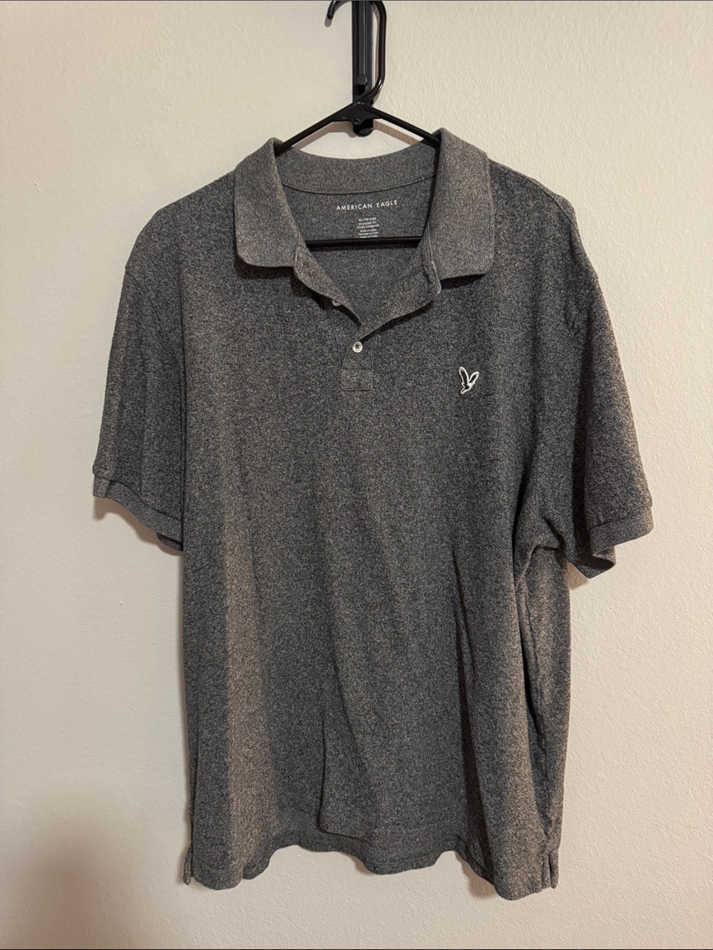 American Eagle Outfitters Men's Charcoal Heather Polo